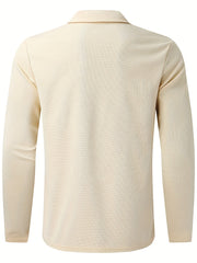 Men's Full Zip Up Waffle Pattern Jacket Lapel Coat Spring Fall