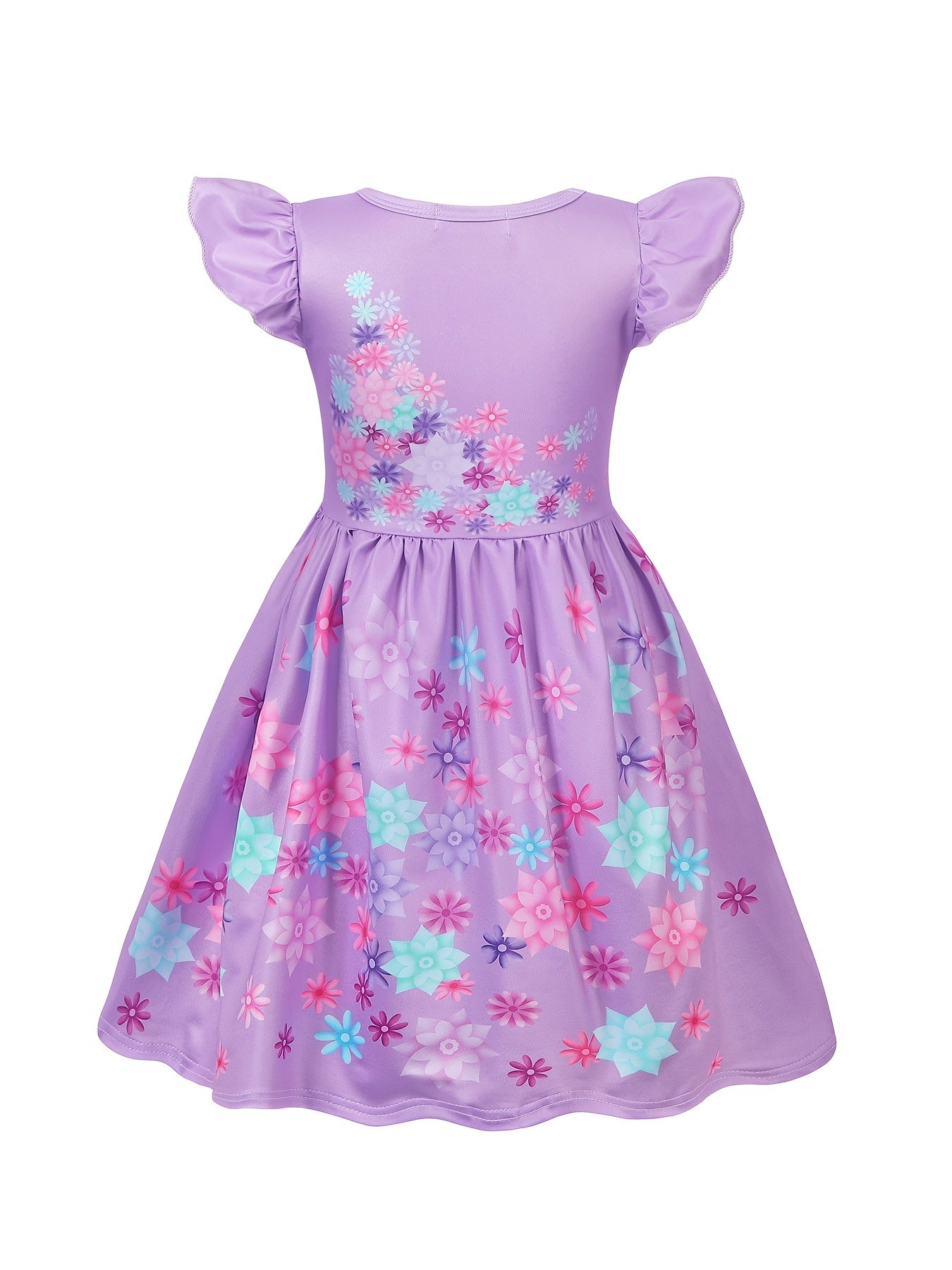 Girls Princess Dress Flowers Print Costume Dress Up Birthday Party