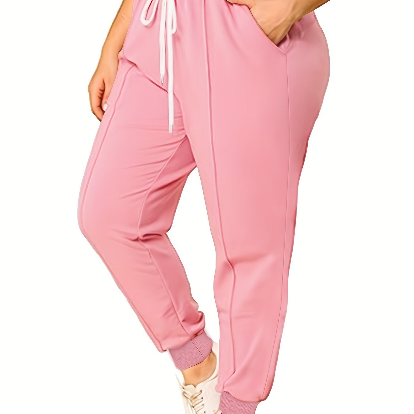 Solid Elastic Waist Gym Joggers With Pockets