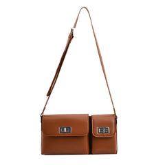 Y2K Style Crossbody Bag Double Pockets Purse Women Niche Buckle Shoulder Bag
