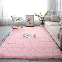 2pcs Pink Plush Area Rug Ultra Soft Large Living Room