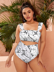 Tie Dye Cap Sleeve Top & Tummy Control Swimsuit Set