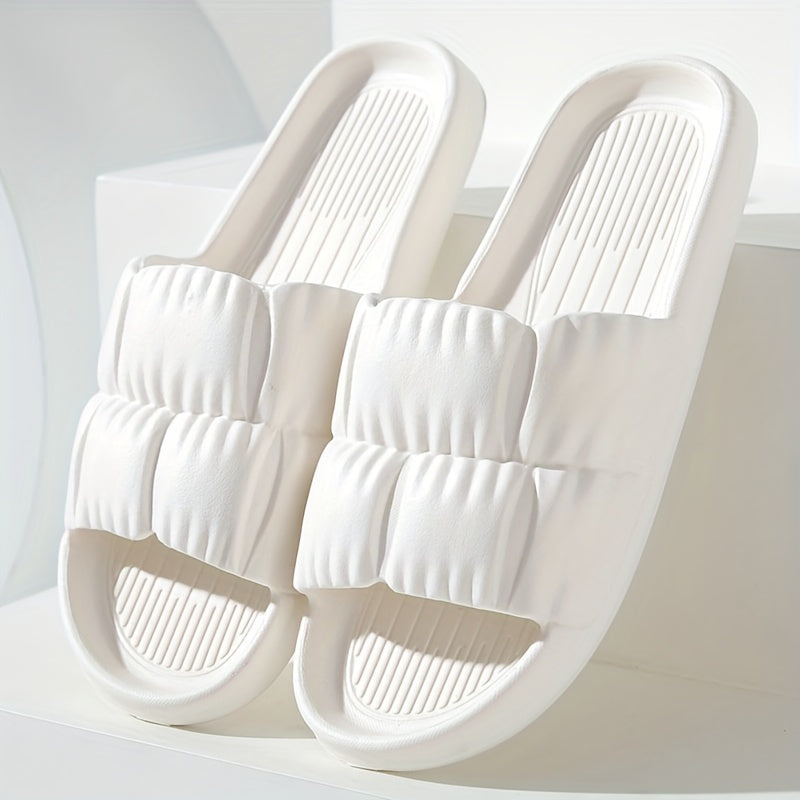 Women's Solid Ruched Slides Soft Sole Casual Pillow Lightweight Home Shoes