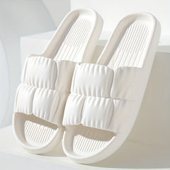 Women's Solid Ruched Slides Soft Sole Casual Pillow Lightweight Home Shoes