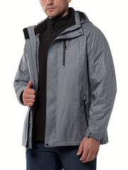 Men's 3 In 1 Fleece Sports Casual Waterproof Hooded Jacket