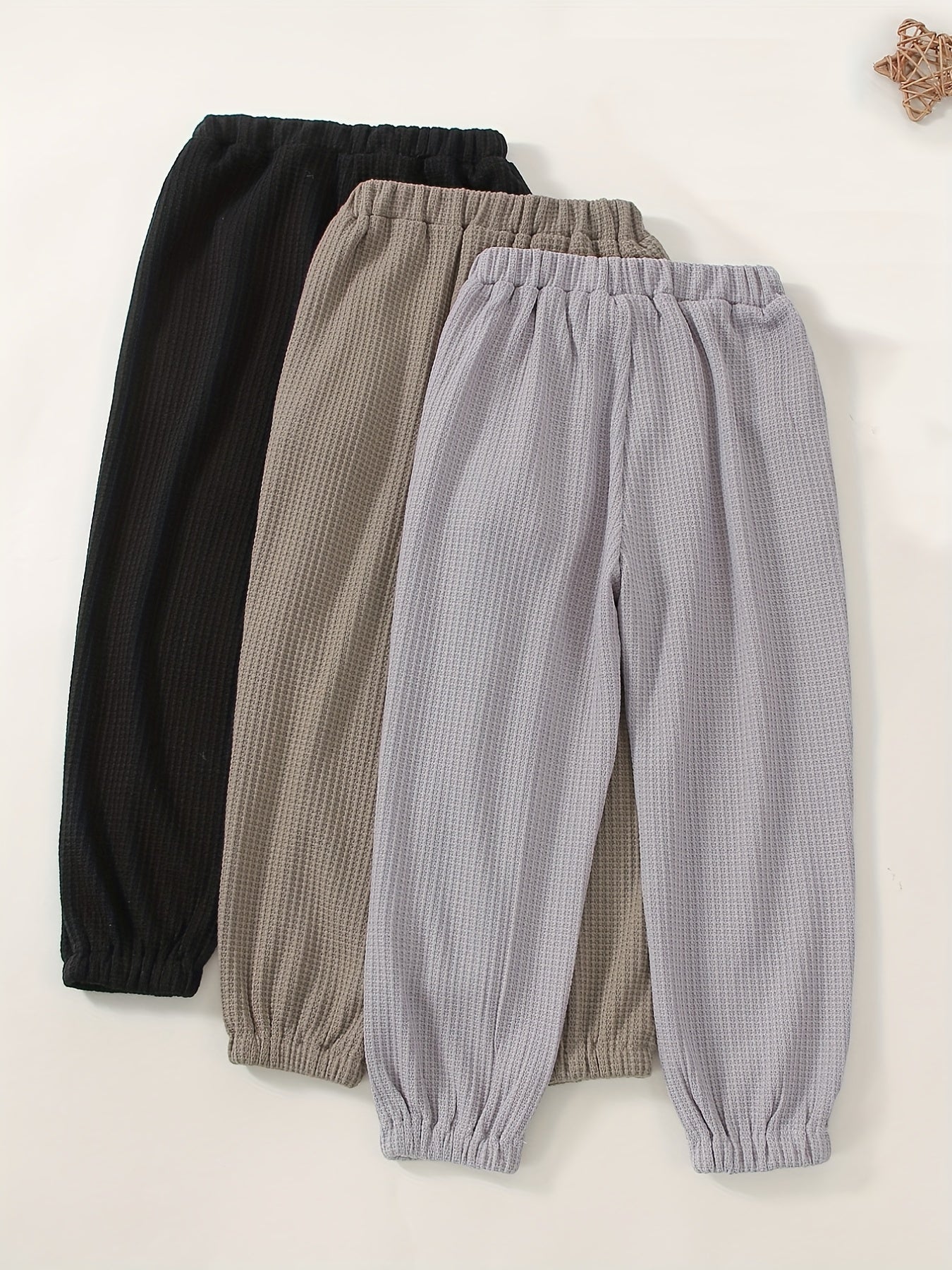 3pcs Toddler Boys Solid Sweatpants With Pocket