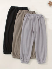 3pcs Toddler Boys Solid Sweatpants With Pocket