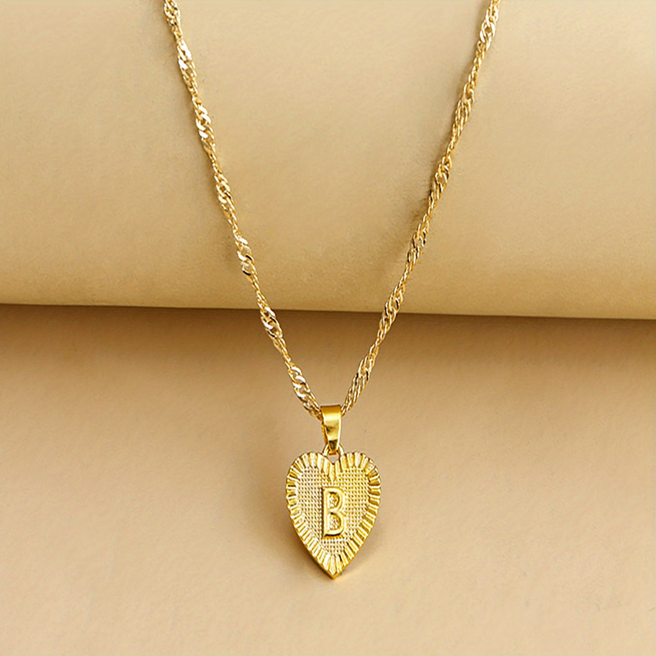 Lucky 26 Letters Necklace Hexagon Pendant Peach Heart Clavicle Chain