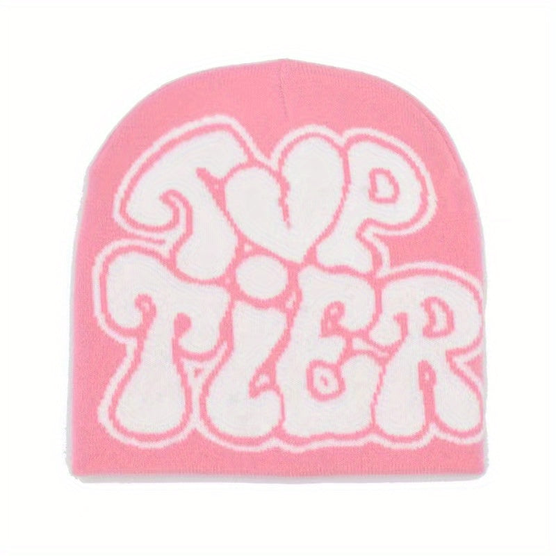 Warm Sport Knit Beanie Hat with Multiple Letters Pattern