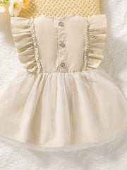 Baby Girls Casual Fly Sleeve Round Neck Mesh Dress Clothes
