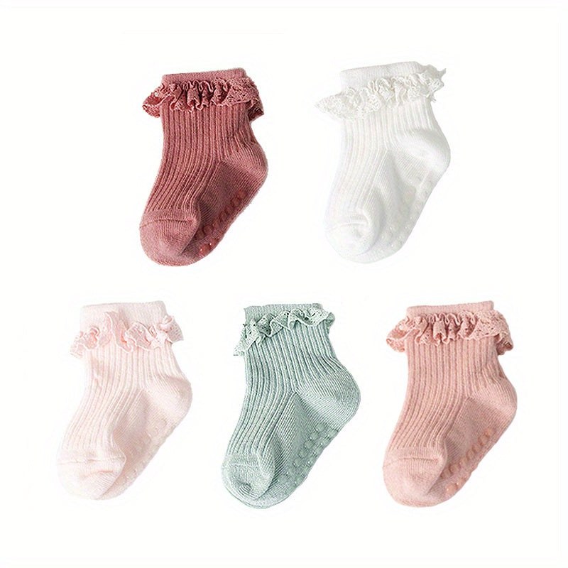 5 pairs Baby Girls Lace Ruffled Socks