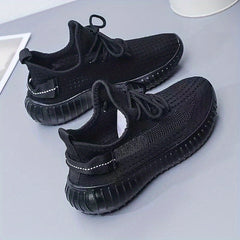 Women's Lightweight Knit Sports Shoes Lace Up Low Top Running Shoes