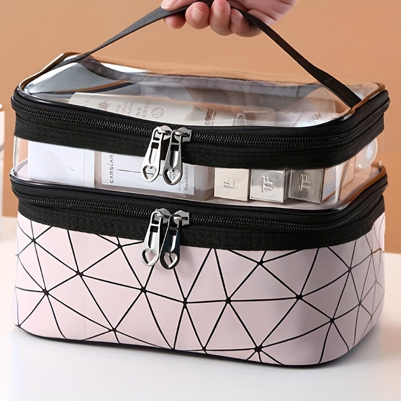 Waterproof Double Layer Cosmetic Bag Makeup Storage Organizer