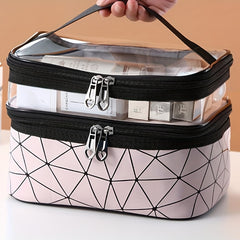 Waterproof Double Layer Cosmetic Bag Makeup Storage Organizer