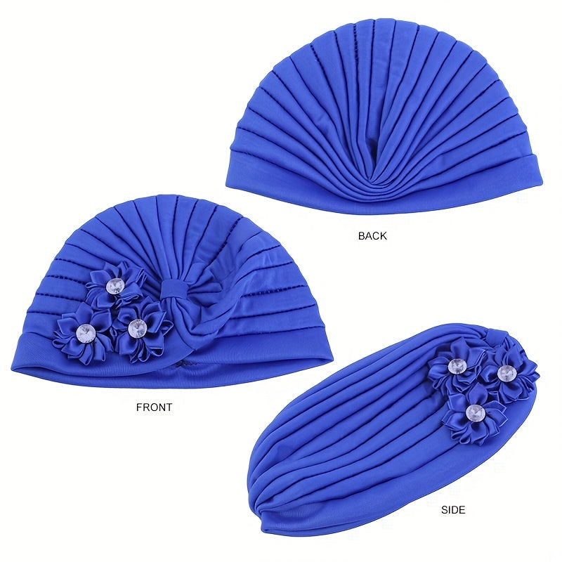 Kids' Diamond Flower Pleated Turban Hat
