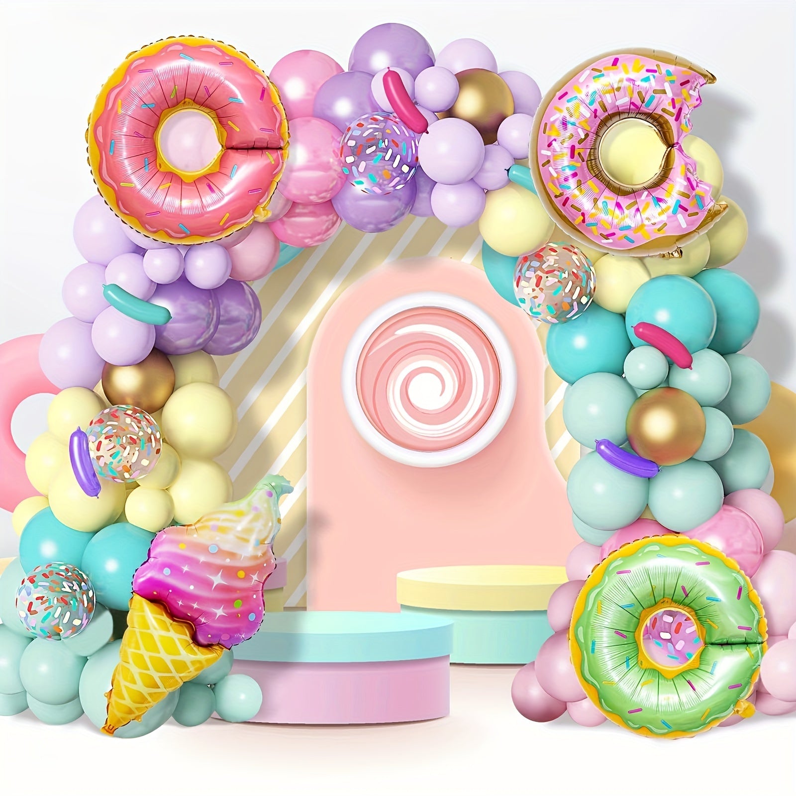 139pcs Pastel Donut Balloon Garland Arch Set Pink for Sweet Birthday Wedding