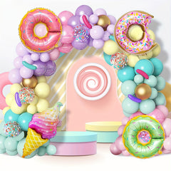 139pcs Pastel Donut Balloon Garland Arch Set Pink for Sweet Birthday Wedding