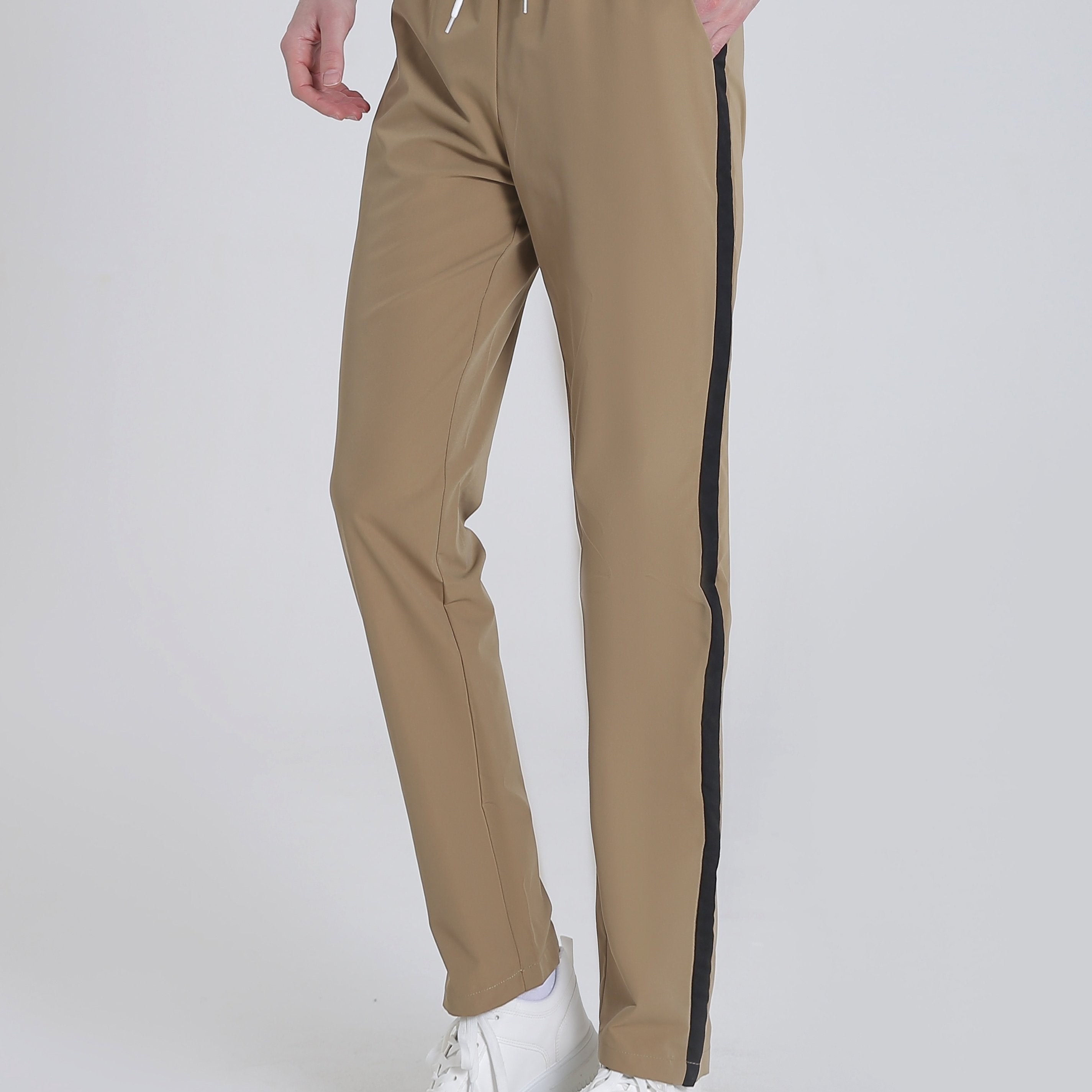 Stripe Patchwork Slacks Men's Casual Slim Fit Dress Pants