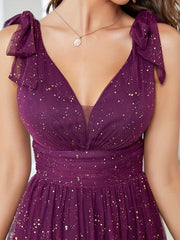 Ruched Waist Bow Strap Bridesmaid Dress Dress For Wedding Party