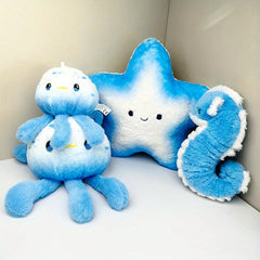 Marine Life Plush Toy Bundle - Jellyfish Seahorse Starfish Stuffed Animals