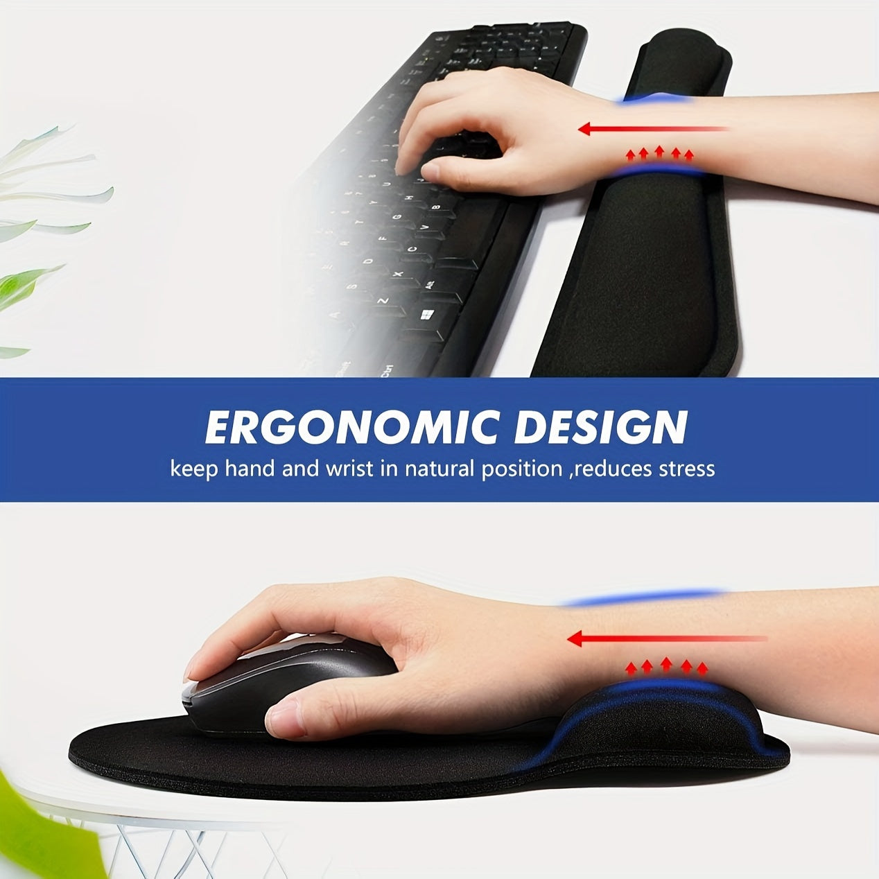 Ergonomic Mouse Pad Keyboard Tray Wristrest Comfortable Memory Foam Mouse Pad