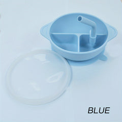 Baby Divided Bowl With Straw Silicone Suction Cup