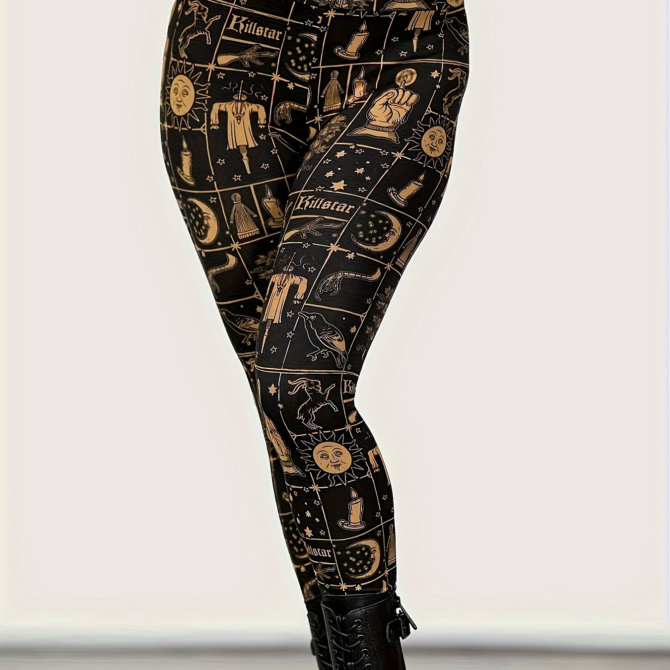 Women's Moon & Sun Print Fitness Leggings