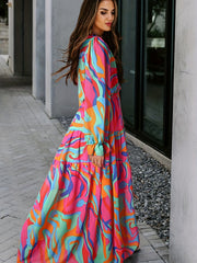 Contrast Print Maxi Dress