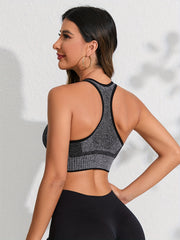 High Stretch Crew Neck Sports Bra Racer Back Workout Bra Women's Activewear