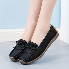 Women's Bowknot Decor Loafers Slip On Lightweight Low Top Loafers