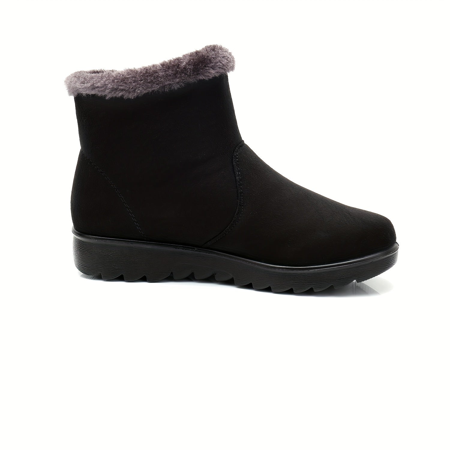 Fur Lined Snow Boots Suede Mid Calf Boots