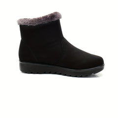 Fur Lined Snow Boots Suede Mid Calf Boots