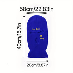 Rose Embroidery 3 Hole Ski Mask Winter Balaclava Neck Protector