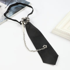Adjustable Tie Flower Tassel Pearl String Neck Tie for Party Evening