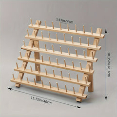 60 Spool Wooden Thread Holder Sewing Embroidery Rack Organizer
