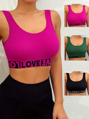 3pcs Letter Print Sports Bras Comfy & Breathable