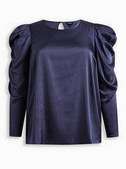 Satin Gigot Sleeve Blouse