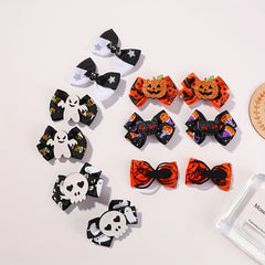 6pcs Baby Girls Funny Bow Hairpin Headwear Pumpkin Ghost Spider Cat Decor Clips
