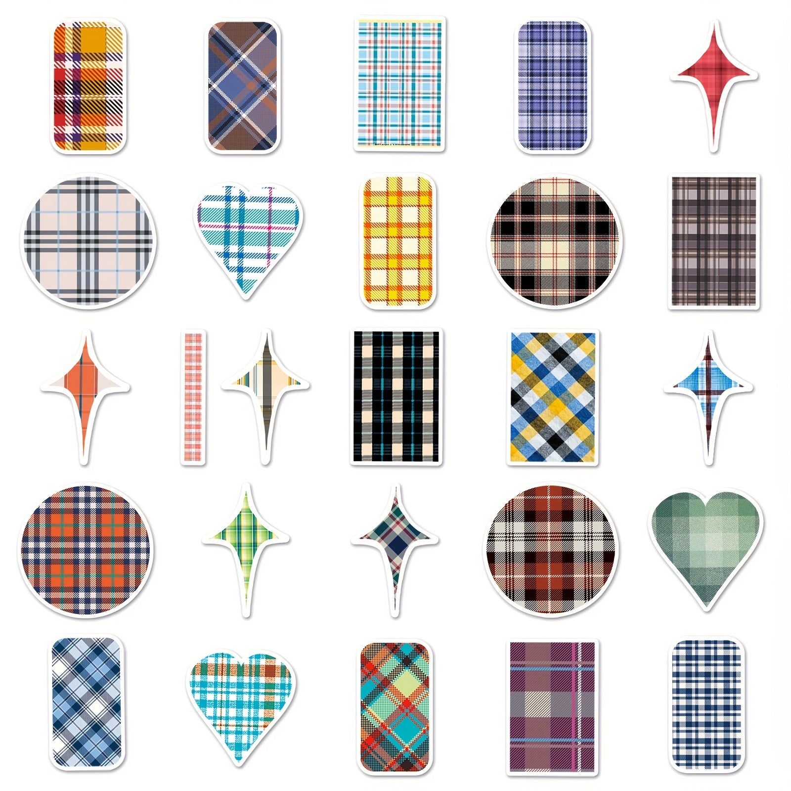 50pcs Plaid Series Waterproof Stickers for Laptop Helmet Wat