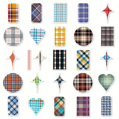50pcs Plaid Series Waterproof Stickers for Laptop Helmet Wat