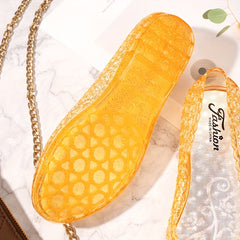 Women's Jelly Flat Sandals Hollow Out Slip On Soft Sole Shoes