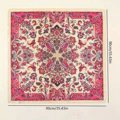 Boho Paisley Print Square Scarf Vintage Satin Bandana Neckerchief