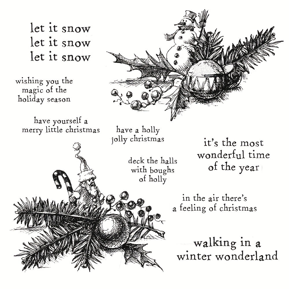 Christmas Leaves Clear Stamps Scrapbooking DIY Greeting Card