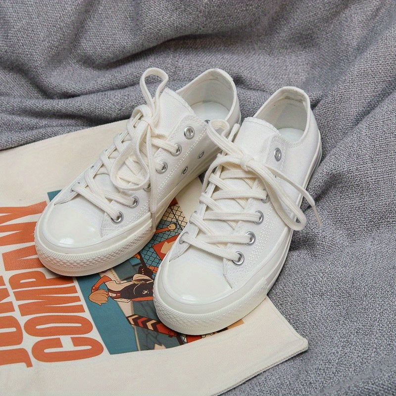 Women's Solid Canvas Lace Up Outdoor Shoes Comfortable Skate Shoes