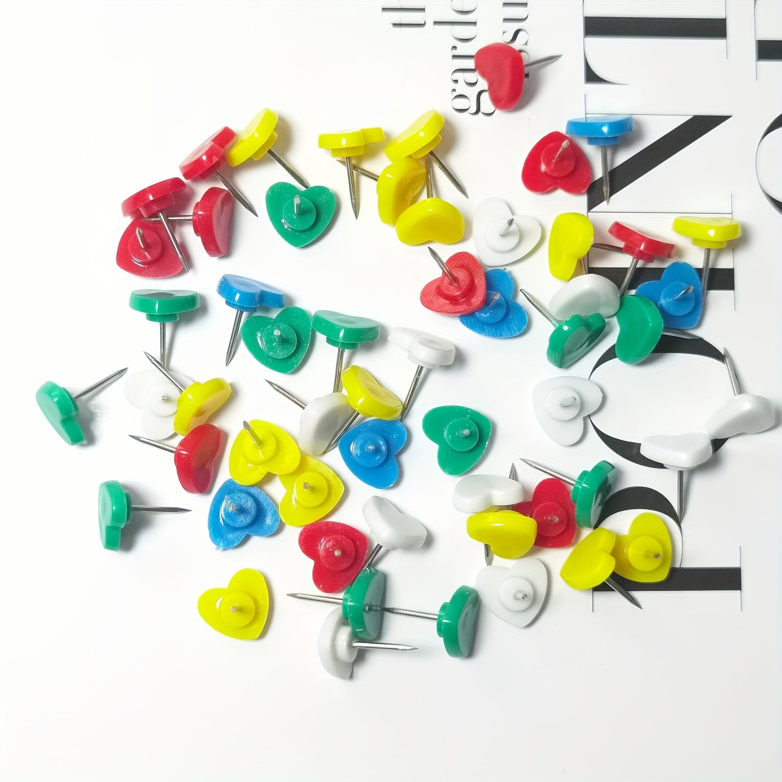 100pcs Heart Shaped Push Pins Thumb Tacks For Bulletin Board Colored Pins