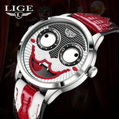 LIGE Fun Boys Watch Classic Clown No Pointer Student Quartz Watch Men