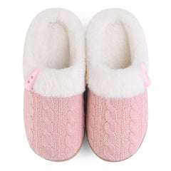 Women's Knitted Slippers Memory Foam Plush Lined Comfort Indoor Shoes