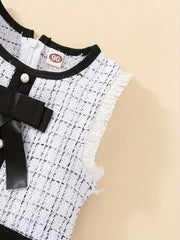 Girls Houndstooth Bow Dress Shirt Set