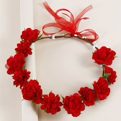 Romantic Red Rose Garland Headdress for Wedding Prom