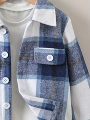 Toddler Boys Plaid Jacket Long Sleeve Button Down Coat